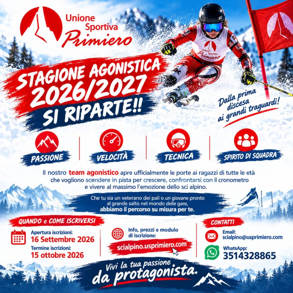 APERTE le ISCRIZIONI ai CORSI AGONISTI 26/27