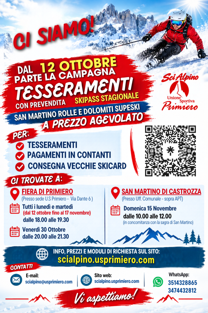 12 OTTOBRE 2026 - APRE LA CAMPAGNA TESSERAMENTI